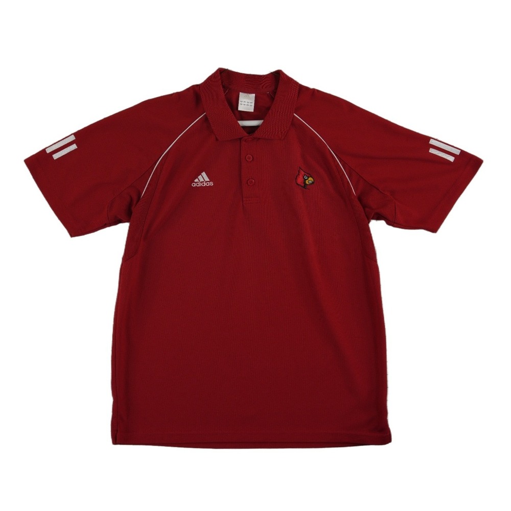 Adidas Louisville Cardinals Polo Shirt  Men's Size Medium Red ClimaCool Golf UL